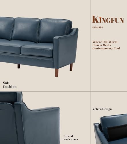 Image of Kingfun Couch Sets for Living Room, 3 Seater Couch and Armchair, Mid Century Modern Sofa Set, Faux Leather Couch with Solid Wood Frame for Bedroom