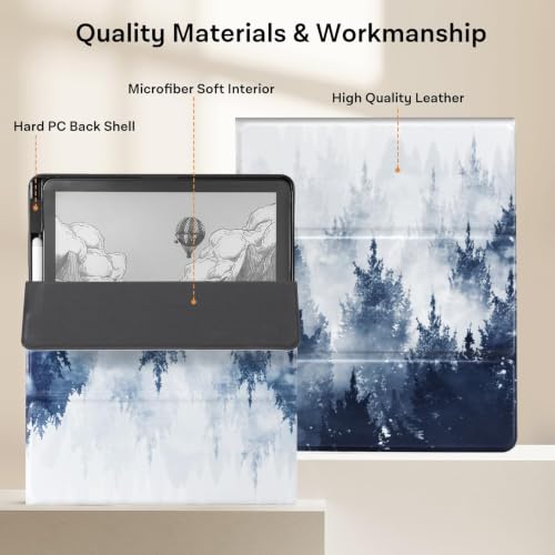 Image of CoBak Case for 11 inch Kindle Scribe 3rd Generation 2025, Kindle Scribe Colorsoft with Two Viewing Angles - All New PU Leather Cover with Auto Sleep Wake, Pen Holder. Forest