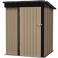 Flamaker Storage Shed Waterproof Metal Garden Shed with Lockable Door Utility Tool Shed Outdoor Storage for Backyard, Patio and Lawn (5 x 3 FT)