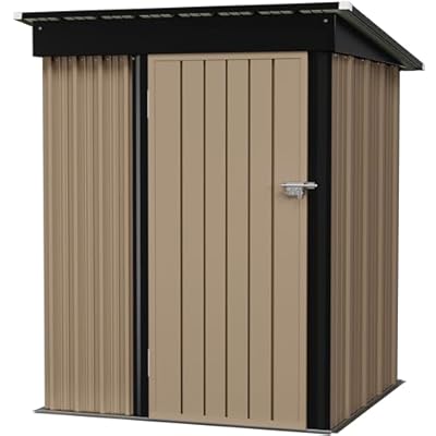 Flamaker Storage Shed Waterproof Metal Garden Shed with Lockable Door Utility Tool Shed Outdoor Storage for Backyard, Patio and Lawn (5 x 3 FT)