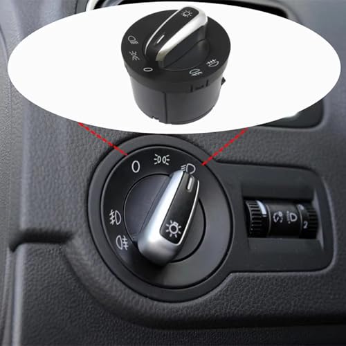 Interruptor de faro cromado para VW Touran 2003-2010 mando luces 3