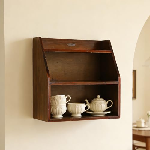 Étagère Murale en Bois Vintage à 3 Niveaux pour Tasses et Succulentes