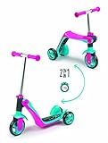 Producto oficial de Smoby Toy Smoby 7600750614 - Scooter Reversible (2 en 1), Color Rosa