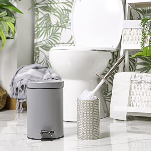 Harbour Housewares 3L Bathroom Bin - Grey - Round Stainless Steel Pedal Bin Slim Kitchen Rubbish Trash Can Garbage Dustbin with Lid and Inner Liner Bucket - Image 6