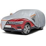 Car Cover for 2007-2025 VW Tiguan SWB, Waterproof Custom-fit All Weather Sun Rain UV Dust Snow Protection Outdoor Tiguan Full Car Cover with Door Zipper and Cotton Lining-Grey