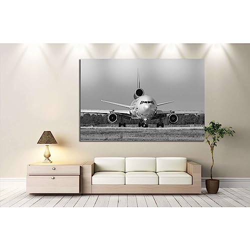 Cuadro de avión blanco y negro ZELLART para decorar paredes vacías lienzo 90x60 listo para colgar