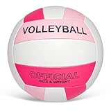 Stavanicen Volleyball Official Size 5 for Indoor Outdoor, Soft Volleyball for Girls Boys Teenager Adults Beach Pool Game Gym Training & Beginner (Red & Pink& White)
