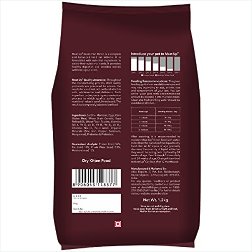 Image of Meat Up Adult Cat Food, Ocean Fish - 1.2 kg Pack (Buy 1 GET 1 Free) & Meat Up Kitten Cat Food, 1.2 kg (Buy 1 GET 1 Free)