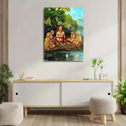 Image of Sikhash Raja Ravi Varma Classic Canvas Art /Shrimad Guru Adi Shankaracharya Art /Famous Indian Unframed Wall Art for Bedroom, Living Room, Home, Wall Decor, (Multicolor, 23x17 inches)