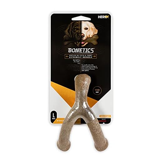 Hero | Bonetics Wishbone | Dog Bones | Puppy Bones | Dog Bones for Large Dogs, Up to 65 lbs (Wood Scent)