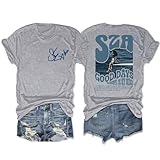 Semisun Sza Good Days Always in My Mind.Women T-Shirts Girl Lonely Looking at The Sea Graphic Tees S-z-a Fans Tops Grey