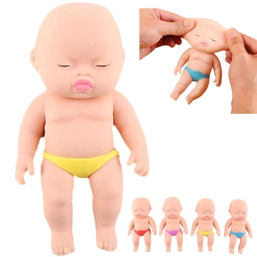 スクイーズ 赤ちゃん 人形おもちゃ 玩具 のびるスクイーズ スクイーズ玩具 景品 かわいい 低反発 耐久性 伸縮性 触感いい 握るとぐにゃ 解消おもちゃ 減圧おもちゃ 発散 グッズ 子供の日 誕生日 クリスマス プレゼント 子供 大人兼用 (イエロー)