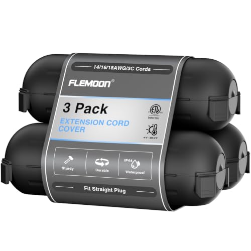 [3 Pack] Flemoon Outdoor Extension Cord Safety Cover with Waterproof Seal