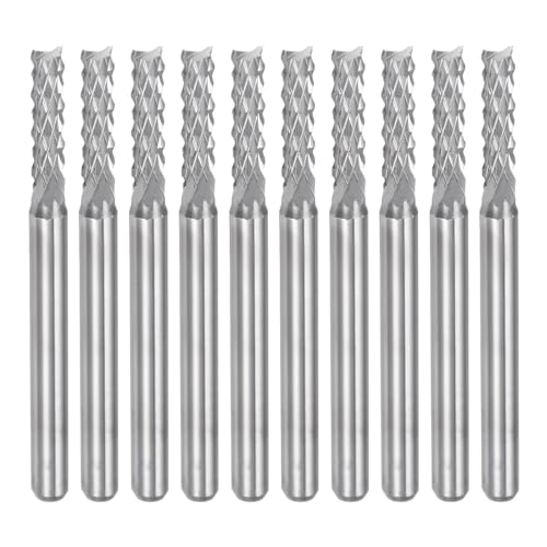 uxcell 10Pcs 2.7mm Carbide End Mill Engraving Milling Cutter CNC Router Bits for PCB Machine, 1/8" Shank