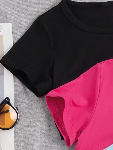 SOLY HUX Girl's 4 Piece Short Sleeve Round Neck Tee T Shirts Summer Crop Tops3