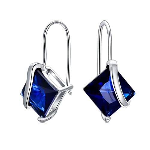 Seiyang Birthstone Earrings for Women 925 Sterling Silver Princess Cut/Heart Leverback Dangle Drop Earrings Birthday Anniversary Jewelry Gift for Women Girls