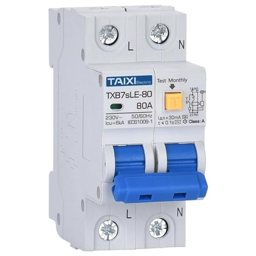NUZEZCJG RCBO RCCB Type A/AC Residual Current Circuit Breaker MCB 220V 110V 10A 16A 20A 32A 40A 63A 30mA 15mA Leakage Protection(A Type AC110V 30mA,16A)