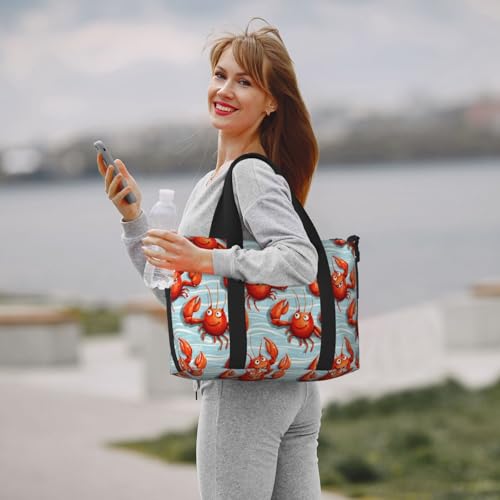 Laptop Tote Bag for Women Work - Cute Lobster Print Weekender Overnight Bags for Women Travel, Gym Duffle Bag for Men, Personal Item Crossbody Travel Bags for Men Carry On 5