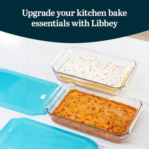 Image of Libbey Baker's Premium 2 Piece Glass Baking Dish Set, Stackable Casserole Dish with Lid Set, Baking Glassware for Casseroles, Lasagna, Brownies, Cakes