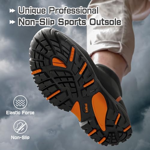 Kalkal Men's Rubber Boots, Waterproof Ankle Rain Boots, Insulated Working Booties with Comfortable Sports Sole, Outdoor Mud Boots for Yard Chore3