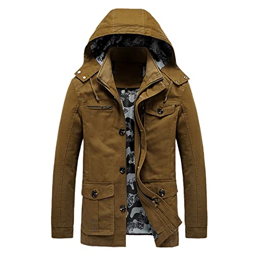 Manteau polaire homme chaud fini le froid avec cette veste militaire mi-longue marron