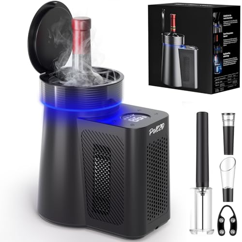 PULZO Electric Wine Chiller 2026 Uupgraded Wine Cooler for Standard 750ml Bottles Digital Temp Control (32F-68F) Low-Noise Keeps Cold for Up to 24 Hours for Home Patio Yacht