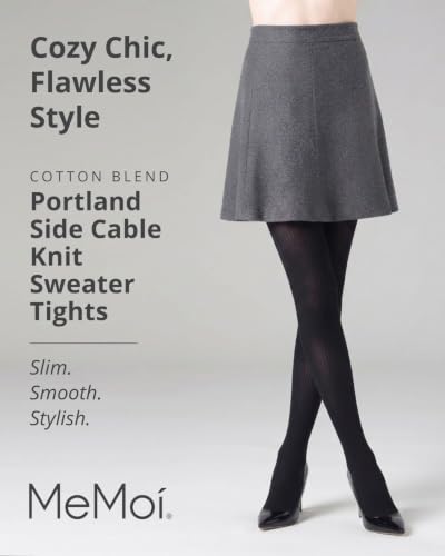 Image of MeMoi Portland Cable Knit Sweater Tights, Warm Opaque Winter Tights