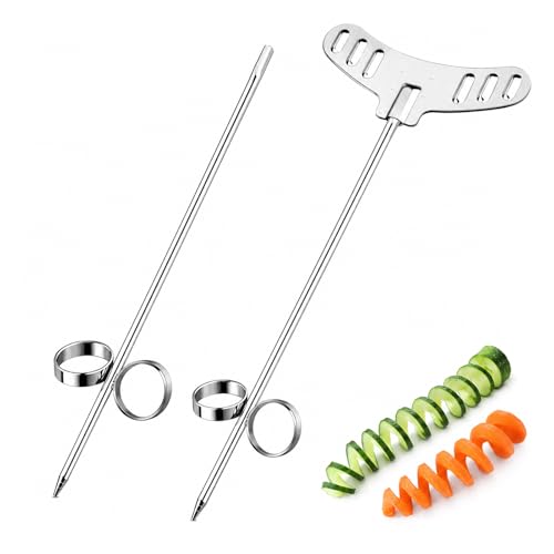 2 Pièces en Acier Inoxydable Couteau à Spirale pour Légumes, Outil de Sculpture en Spirale pour Légumes et Fruits, Découpe Rapide pour Préparation de...