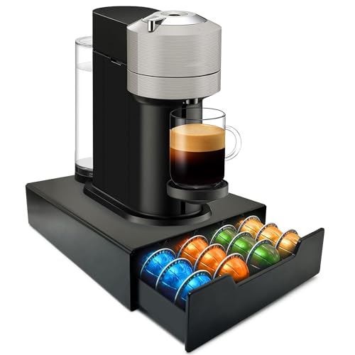 WORBIC Coffee Pod Drawer for Nespresso Vertuo Pod Holder Hold Up to 36 Large or 40 Small Vertuo Capsules, Coffee Pod Holder Compatible with Dolce Gusto Capsules, K-Cup Pods for Kitchen & Coffee Bar
