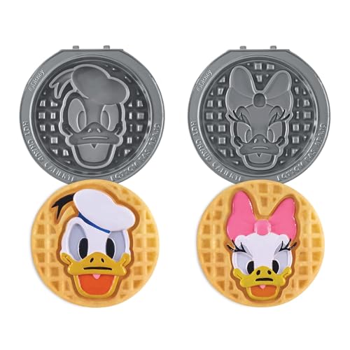 Image of Dash MultiMaker Mini System Removable Plate Set - Ceramic, Nonstick Replacement Plates for Fun-Shaped Waffle Breakfast - Waffle Maker Not Included - 4-Inch - Two-Pack - Donald & Daisy