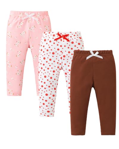 Image of Jecson Toddler Girl Leggings Baby Pants 3 Pack Stretchy Floral Clothes 1-4Y