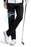 HISDERN Mens Golf Rain Pants Black Waterproof 32Wx30L Performance for Business Casual Stretch Lightweight No Iron Scratch Resistant Windproof Elastic Waistband Dress Slacks with Utility Pocket