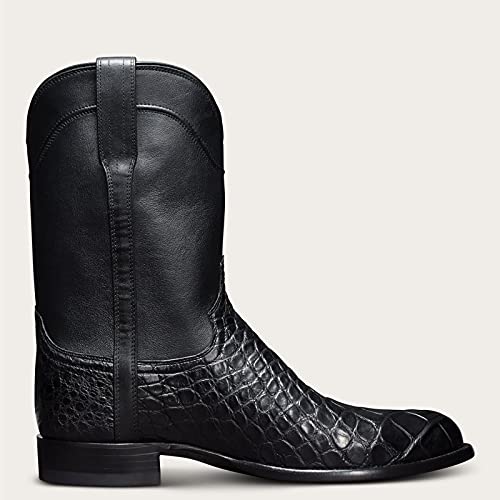 Men Boots Casual Work Boots Square Toe Low Heel Stitching Snake Print Boots Wide Calf Fashion Cowboy Boots4