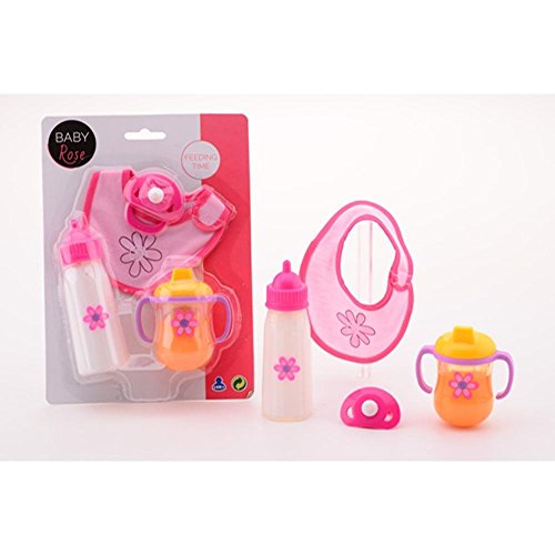 JohnToy 27567 Baby Rose Essenszeit Puppe Spielset, Mehrfarbig