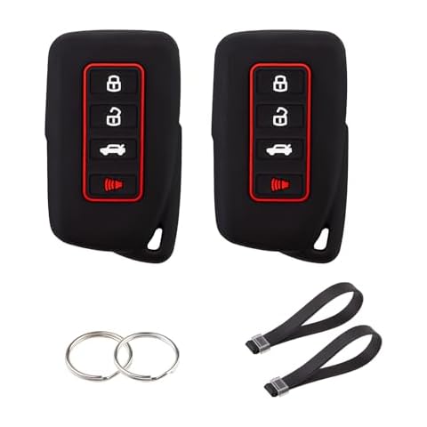 Key Fob Cover for Lexus, Silicone Key Protector Compatible with Lexus ES 300h/350 GS 350/450h IS 200t/300/350 LX 570 NX 200t/300h RC350 RX 350/450h HYQ14FBA Key Shell Holder 4 Button Black+ Black 2PCS Cover