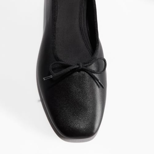 DOEYG Ballet Flats for Women Mary Janes Round Toe Low Heel Bowknot Elastic Straps Flats Shoes3