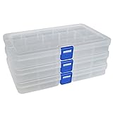 DUOFIRE Plastic Organizer Container Storage Box Adjustable Divider Removable Grid Compartment for Jewelry Beads Earring Container Tool Fishing Hook Small Accessories (15 grids, White X 3)