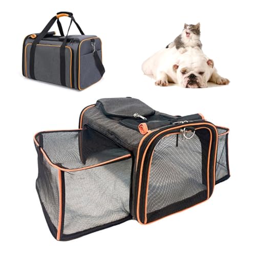Bolsa De Transporte Pet Luxo Expansivel 43x28x28 Dobravél Para Viagem Aéreo Cabine Passeio Cães e Ga