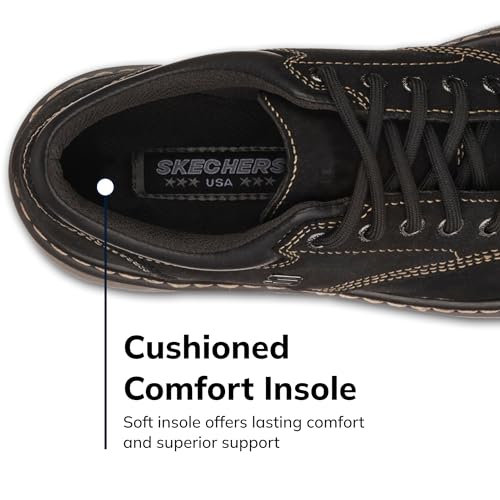 Skechers Women's Parties-Mate Oxford,Black Suede Leather,8.5 M US