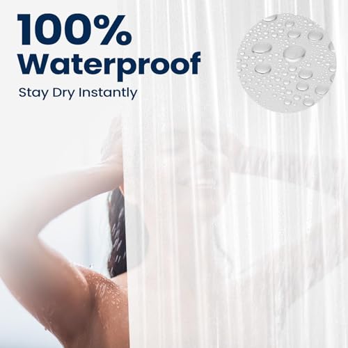Image of downluxe Shower Curtain Liner, PEVA Plastic Shower Liner with 3 Magnets, 72 inch x 72 inch Waterproof Bathroom Curtain, EVA Frosted, 1 Pack