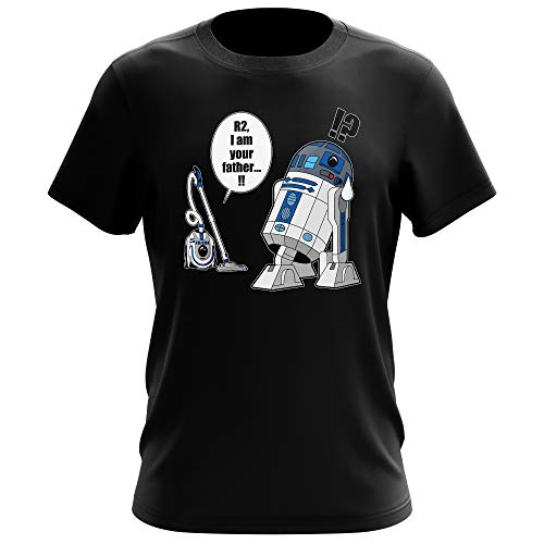 T-Shirt Geek - Parodie Star Wars - R2... Je suis ton père ! (en VO remasterisée !) - T-shirt Homme Noir - Haute Qualité (382) - Medium
