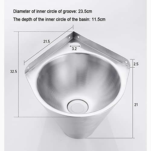 Lavabo de pared en esquina de acero inoxidable con diseño redondo compacto 3