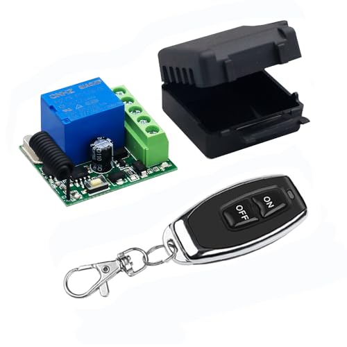 QIACHIP interruptor de control remoto inalámbrico, módulo receptor con mando,relé con mando a distancia 12v,433Mhz DC 12V 1 Canal RF receptor para Abridor de Puerta de Garaje