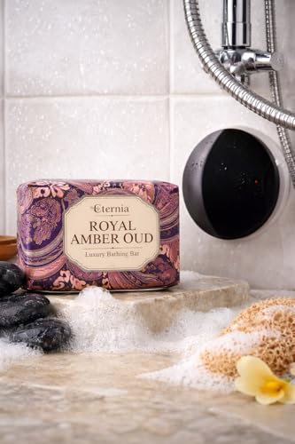Image of Eternia Royal Amber Oud Soap with Shower Radio Combo | Rich Oud & Amber Fragrance Bath Soap | Long-Lasting Scent | Waterproof Shower Music Speaker | Luxury Bath & Gifting Set