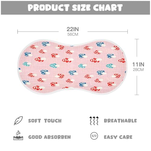 Kigai Mushroom Burp Cloths for Baby 4-Layer Cotton Muslin Burping Cloths 22x11 inch Super Soft & Absorbent Spit Up Burp Rags for Newborn Boys Girls 1 Pack2