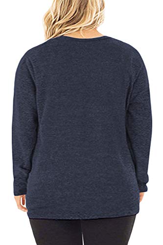 Image of DOLNINE Womens Plus Size Knotted Tops Long Sleeve Tee Shirts Loose Casual Blouse