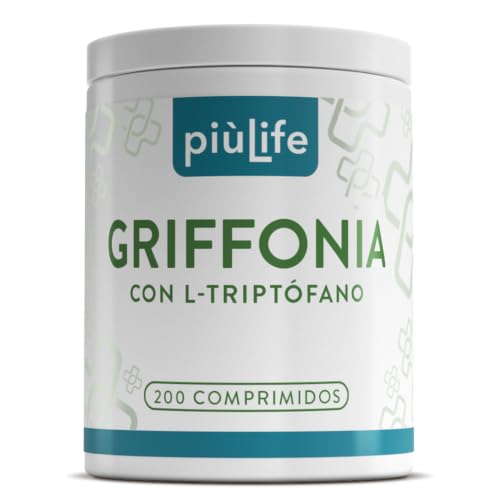 Griffonia 400mg Con Triptofano 80mg 200 Comprimidos PiùLife, Suplemento Natural Buen Humor, Para Conciliar El Sueño Y Dormir Bien Adultos, Reducir Estrés, Insomnio, Relax, Dosis Alta