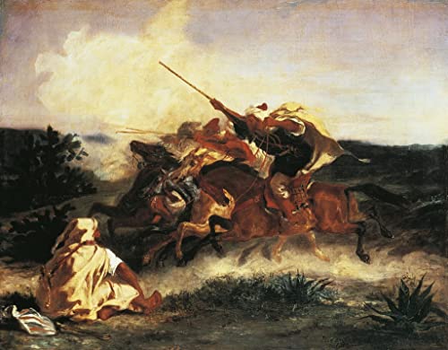 Peinture sur toile art arabe Delacroix poster reproduction salon 60x90