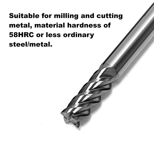 Image of 2Pcs Carbide End Mills High Speed Cutter 4 Flute (D 6mm x L 50mm) for Cutting High Hardness 58HRC, CNC Milling Hardened Metals