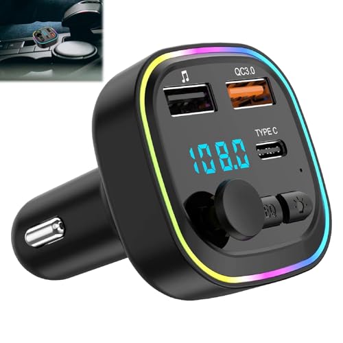 Boulesenm Bluetooth Voiture Transmetteur FM 5.3, Adaptateur Chargeur Allume-Cigare PD 36W & QC3.0 18W Émetteur Support Carte TF
